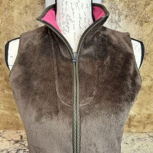 The North Face Warm Super Cozy Furry Fleece Teddy Vest Jacket Brown Womens XS‎
